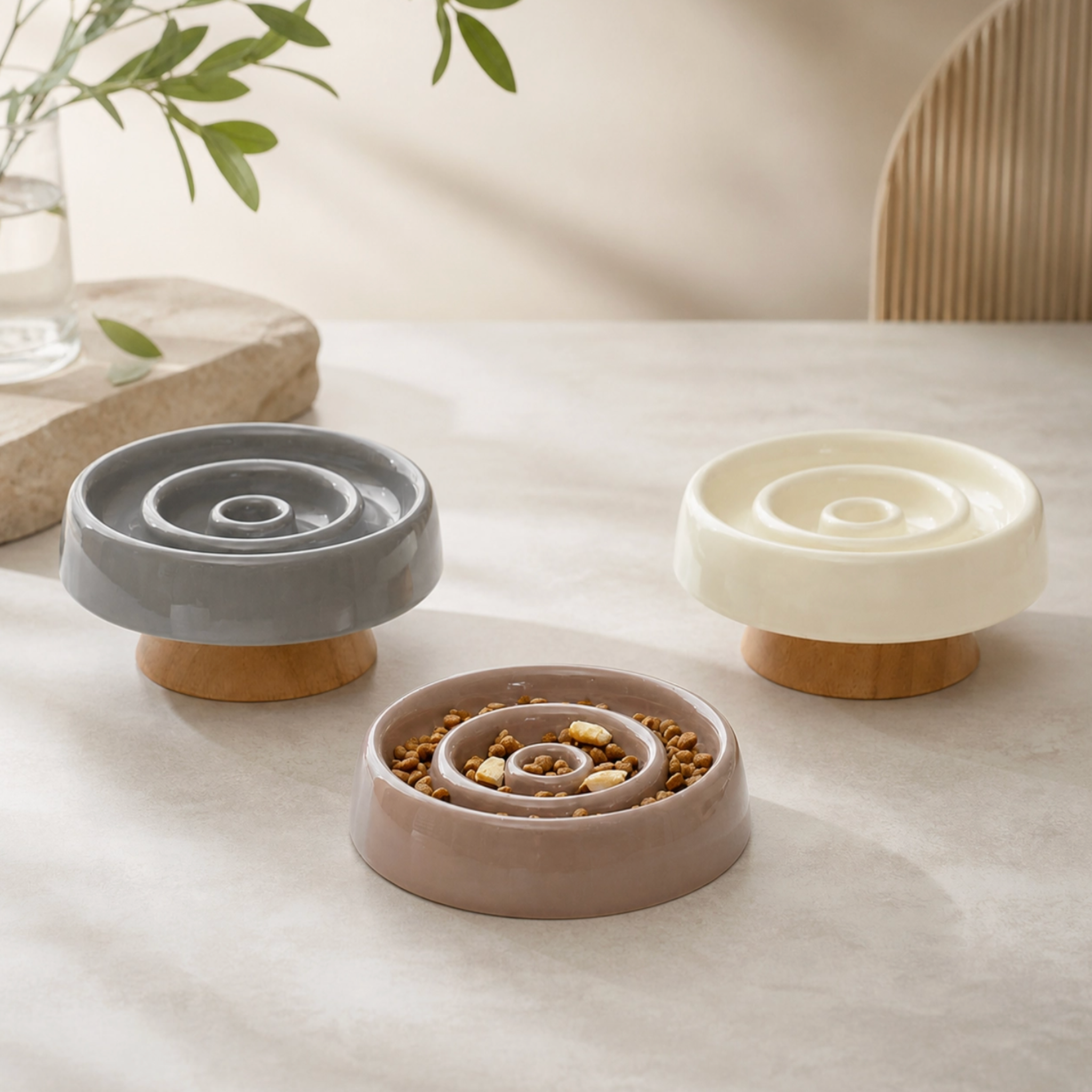 Ceramic Slow Feeder Bowl Raised